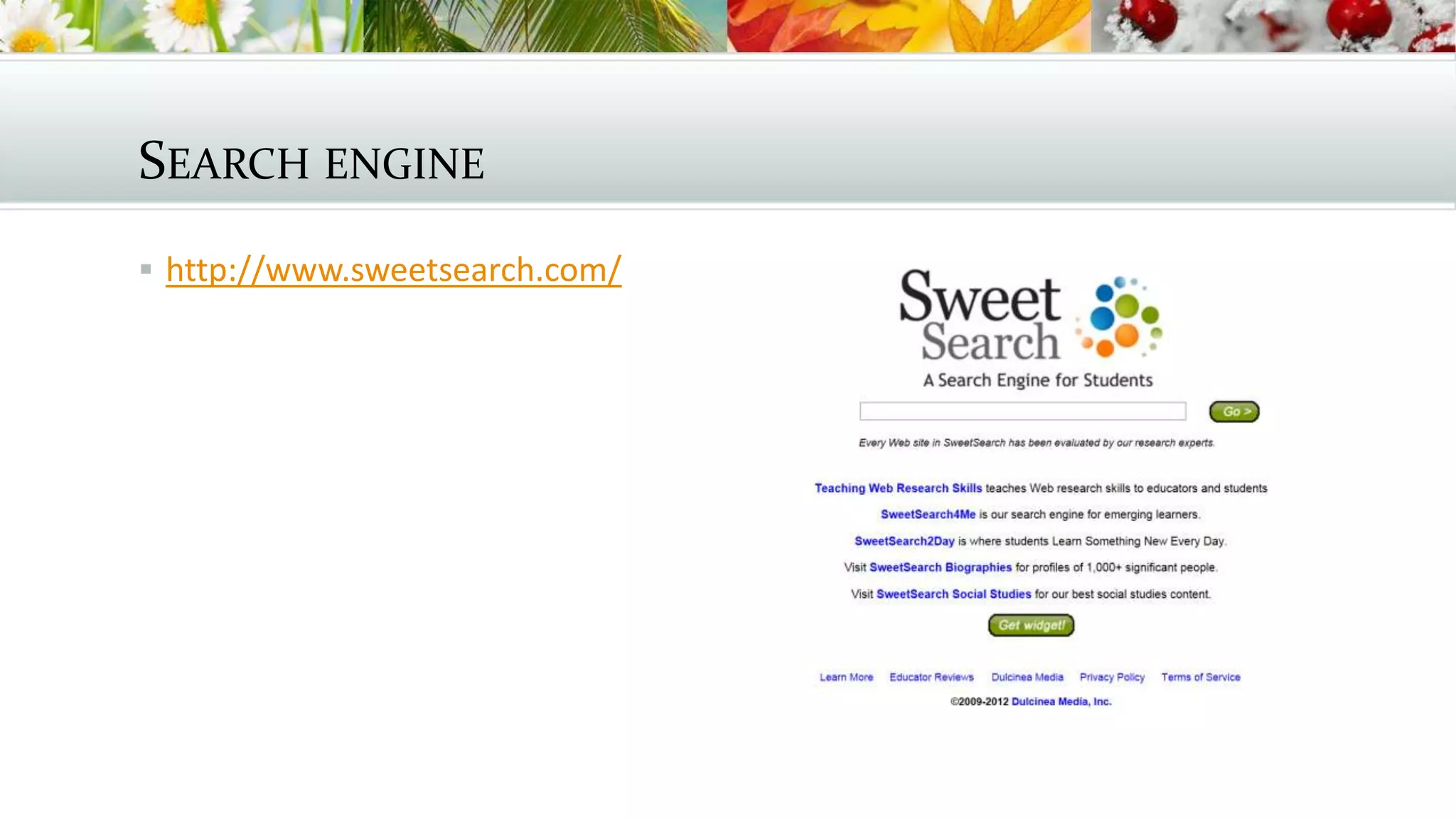 SEARCH ENGINE
 http://www.sweetsearch.com/
 