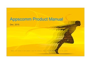 Appscomm Product Catalog
April 2016
Remark: the contents of this manual is only for reference, please use the actual condition of the product.
 