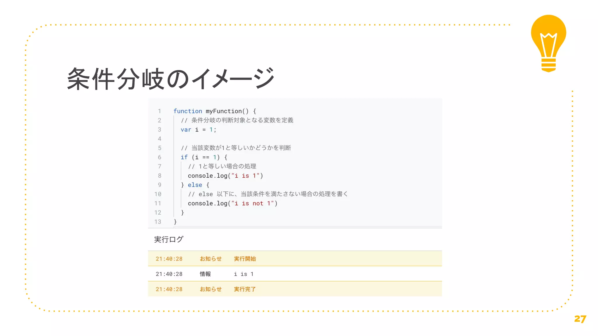 条件分岐のイメージ
27
 