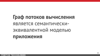 Граф потоков вычисления
является семантически-
эквивалентной моделью
приложения
61
 