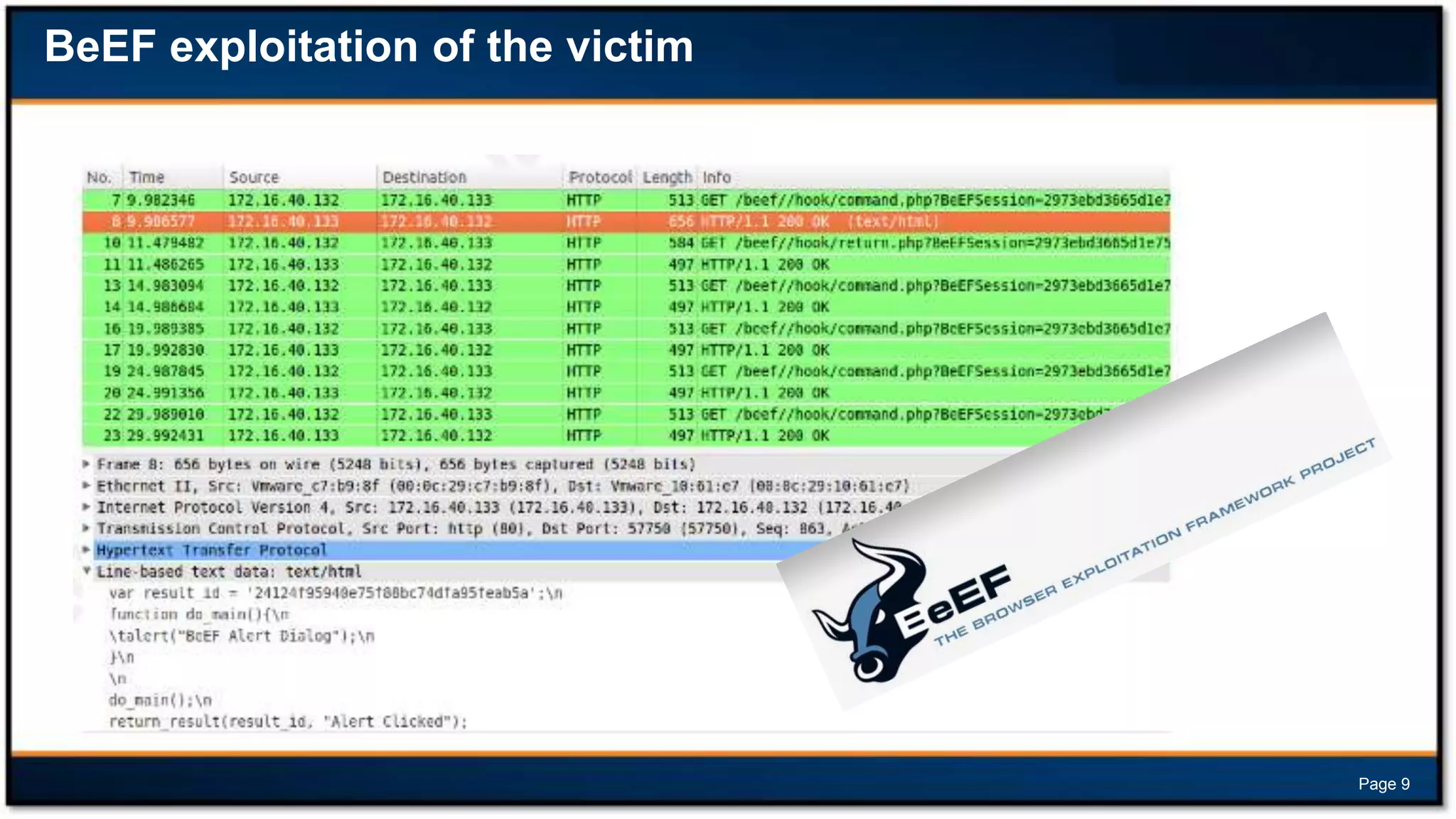 BeEF exploitation of the victim

Page 9

 
