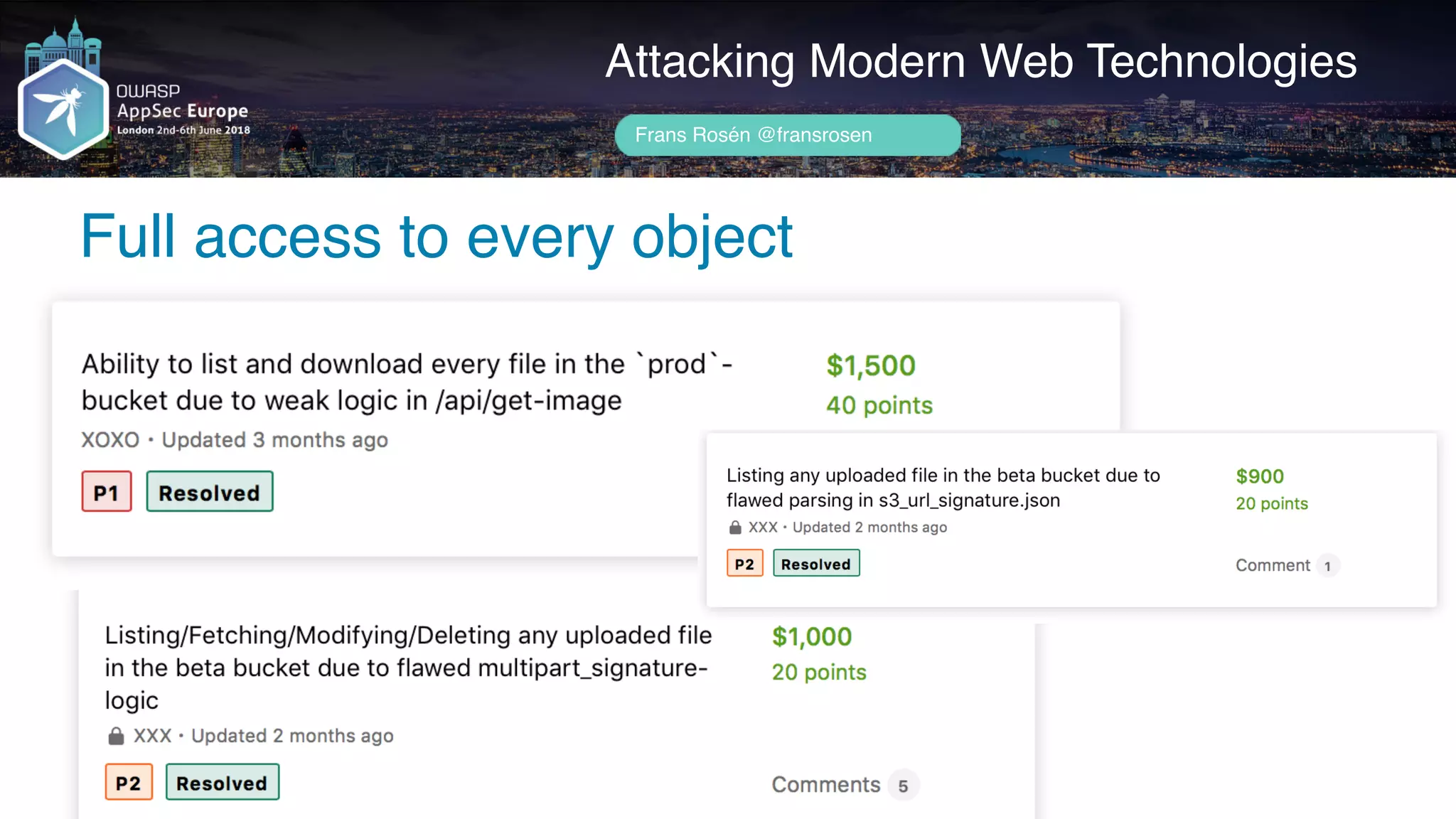 Author name her
Attacking Modern Web Technologies
Frans Rosén @fransrosen
Full access to every object
 
