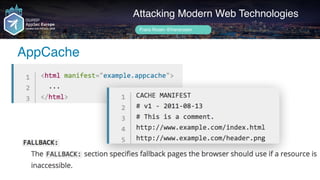 Author name her
AppCache
Attacking Modern Web Technologies
Frans Rosén @fransrosen
 