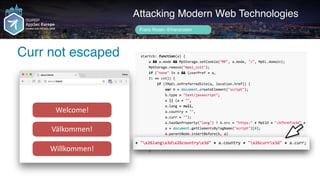 Author name her
Curr not escaped
Attacking Modern Web Technologies
Frans Rosén @fransrosen
Welcome!
Välkommen!
Willkommen!
 