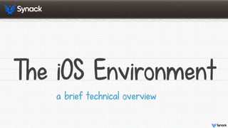 The iOS Environment
a brief technical overview
 