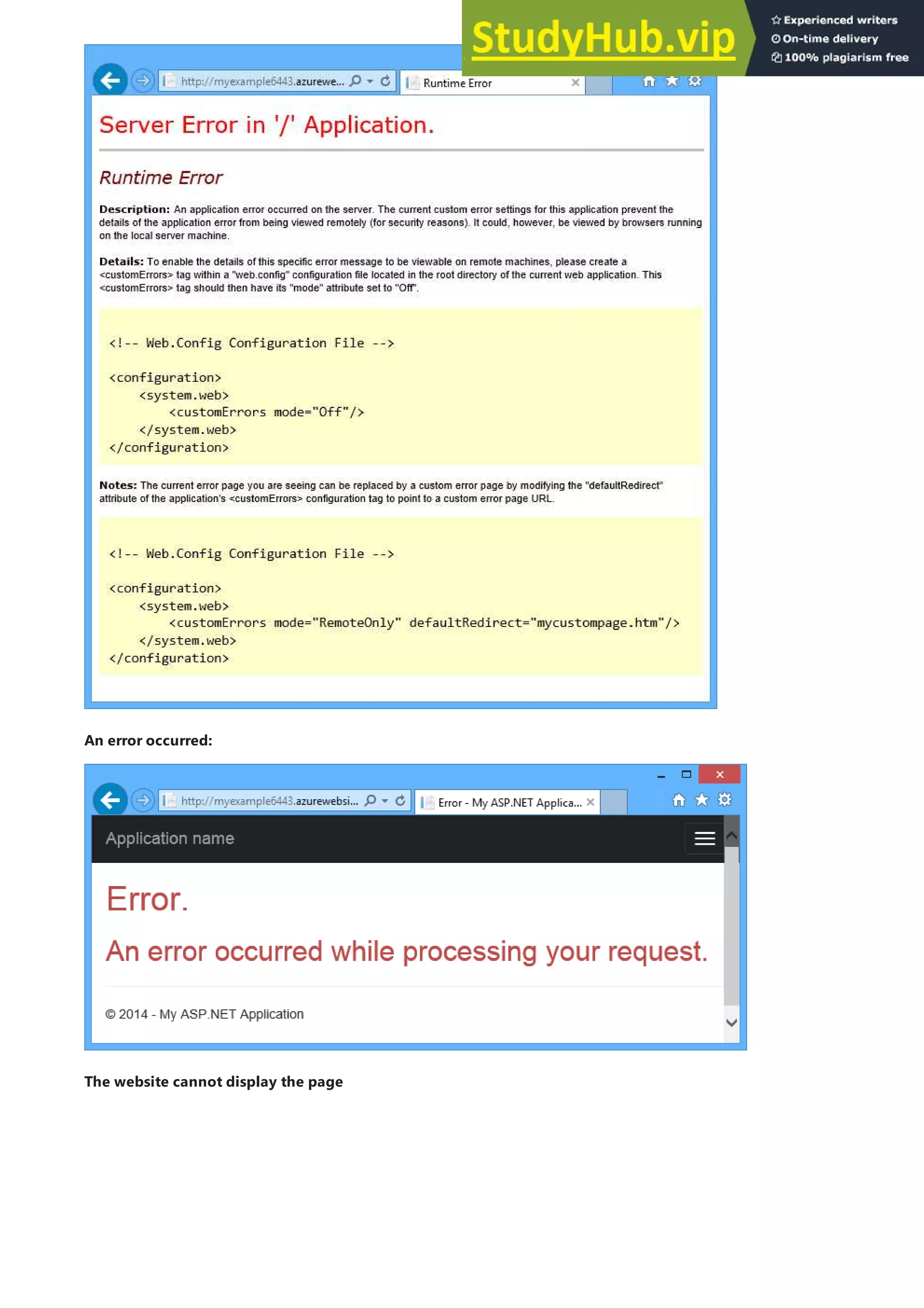 An error occurred:
The website cannot display the page
 