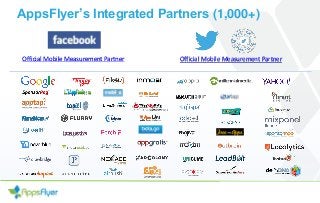 AppsFlyer’s Integrated Partners (1,000+)
Official Mobile Measurement PartnerOfficial Mobile Measurement Partner
 
