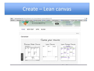 Create – Lean canvas
 