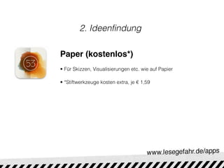 2. Ideenfindung

Paper (kostenlos*)
• Für Skizzen, Visualisierungen etc. wie auf Papier

• *Stiftwerkzeuge kosten extra, je € 1,59
 