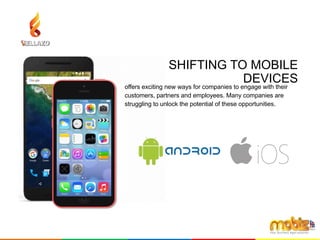 SHIFTING TO MOBILE
DEVICES
offers exciting new ways for companies to engage with their
customers, partners and employees. Many companies are
struggling to unlock the potential of these opportunities.
 