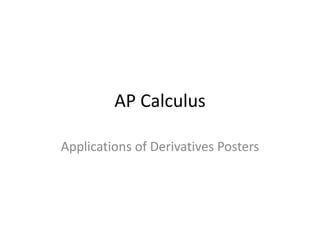 AP Calculus

Applications of Derivatives Posters
 
