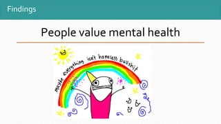 Findings
People value mental health
 