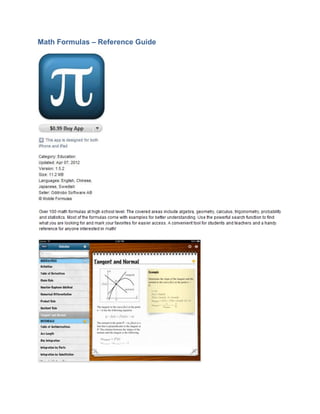 Math Formulas – Reference Guide
 