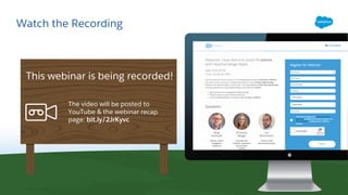 Watch the Recording
The video will be posted to
YouTube & the webinar recap
page: bit.ly/2JrKyvc
This webinar is being recorded!
 