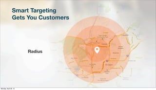 Smart Targeting
Gets You Customers
Radius
Monday, April 29, 13
 