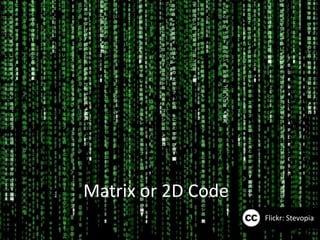 Matrix or 2D Code
                    Flickr: Stevopia
 