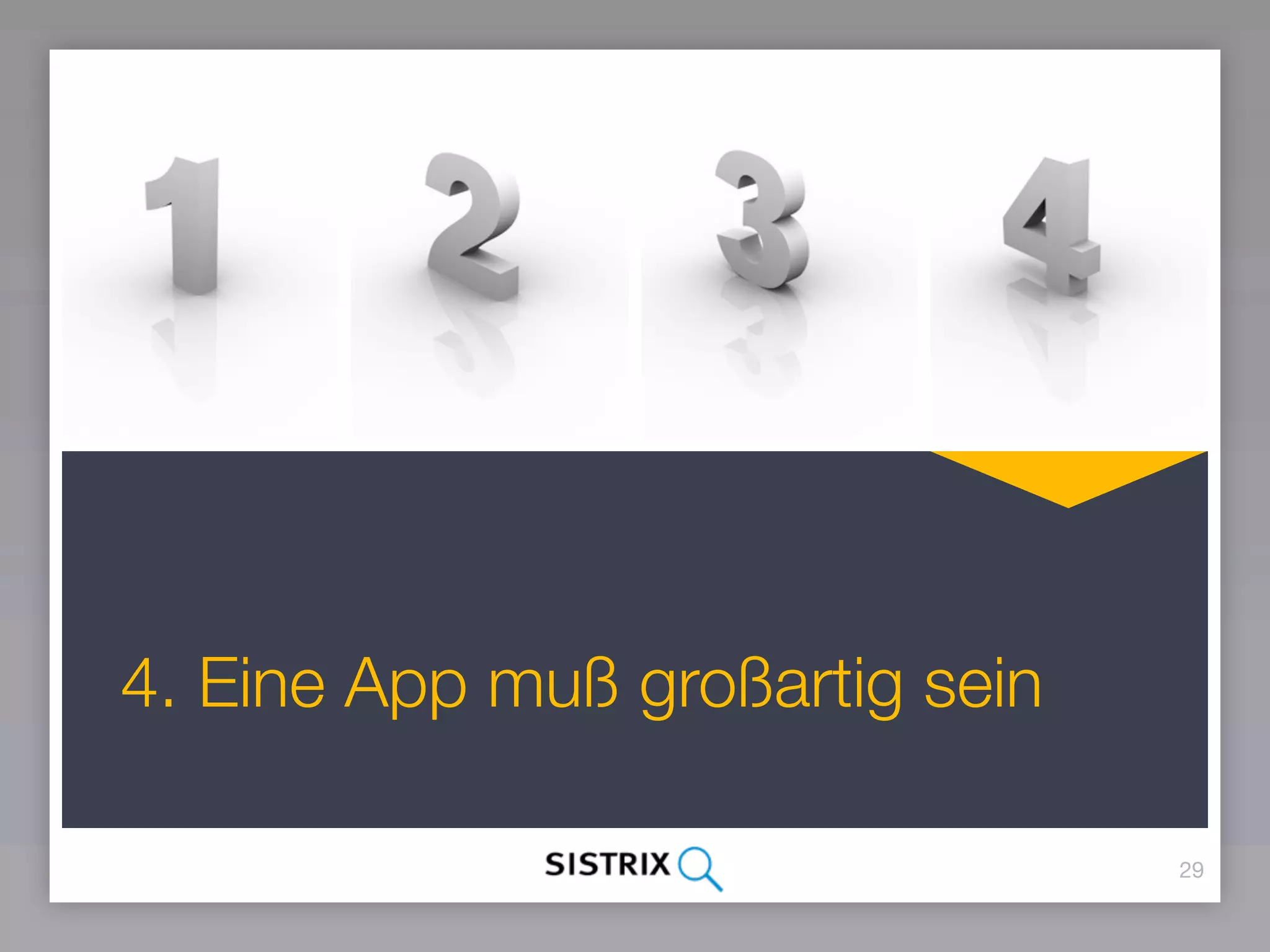 4. Eine App muß großartig sein

                                 29
 