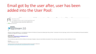 Email got by the user after, user has been
added into the User Pool:
 