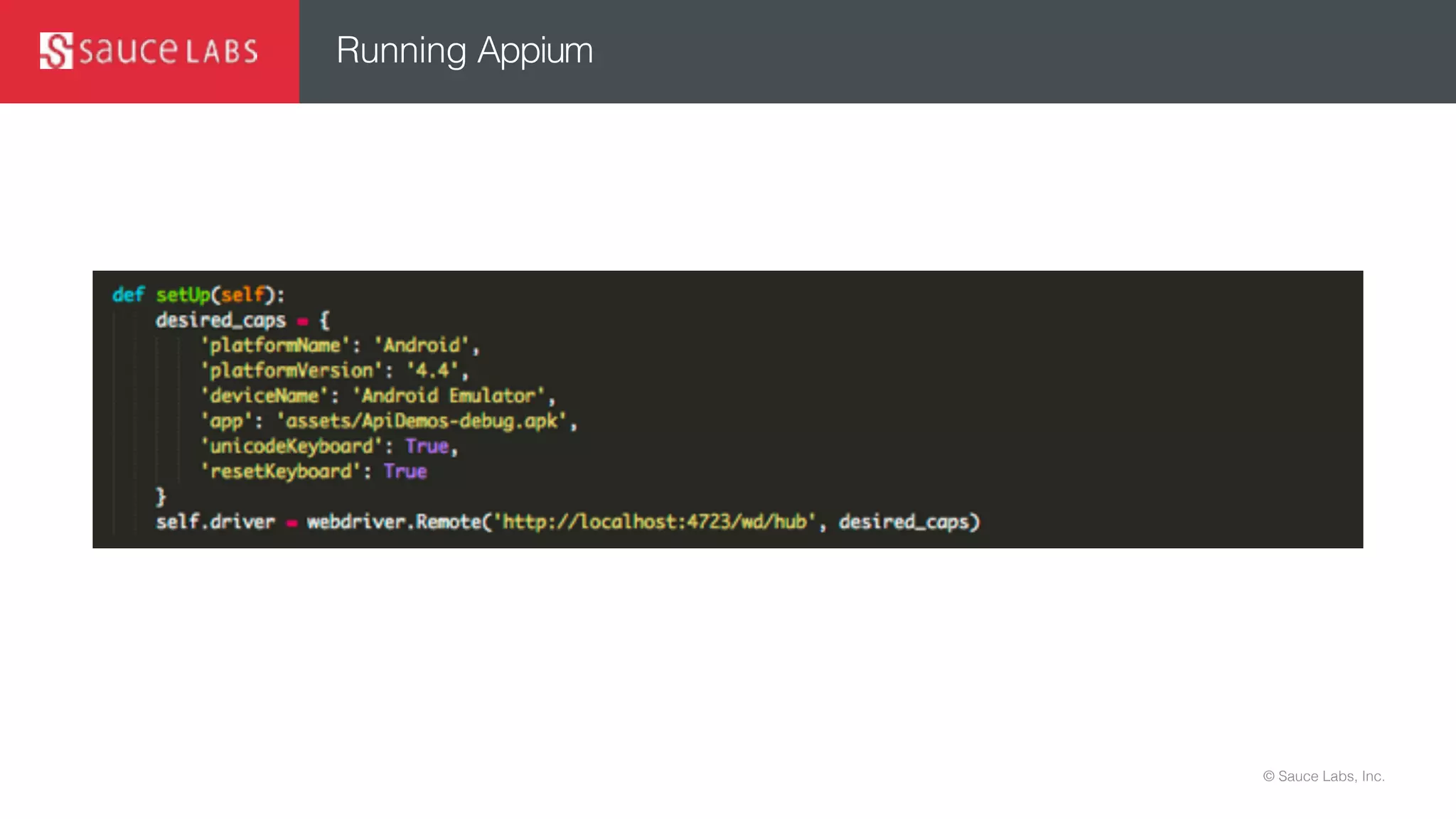 © Sauce Labs, Inc.
Running Appium
 