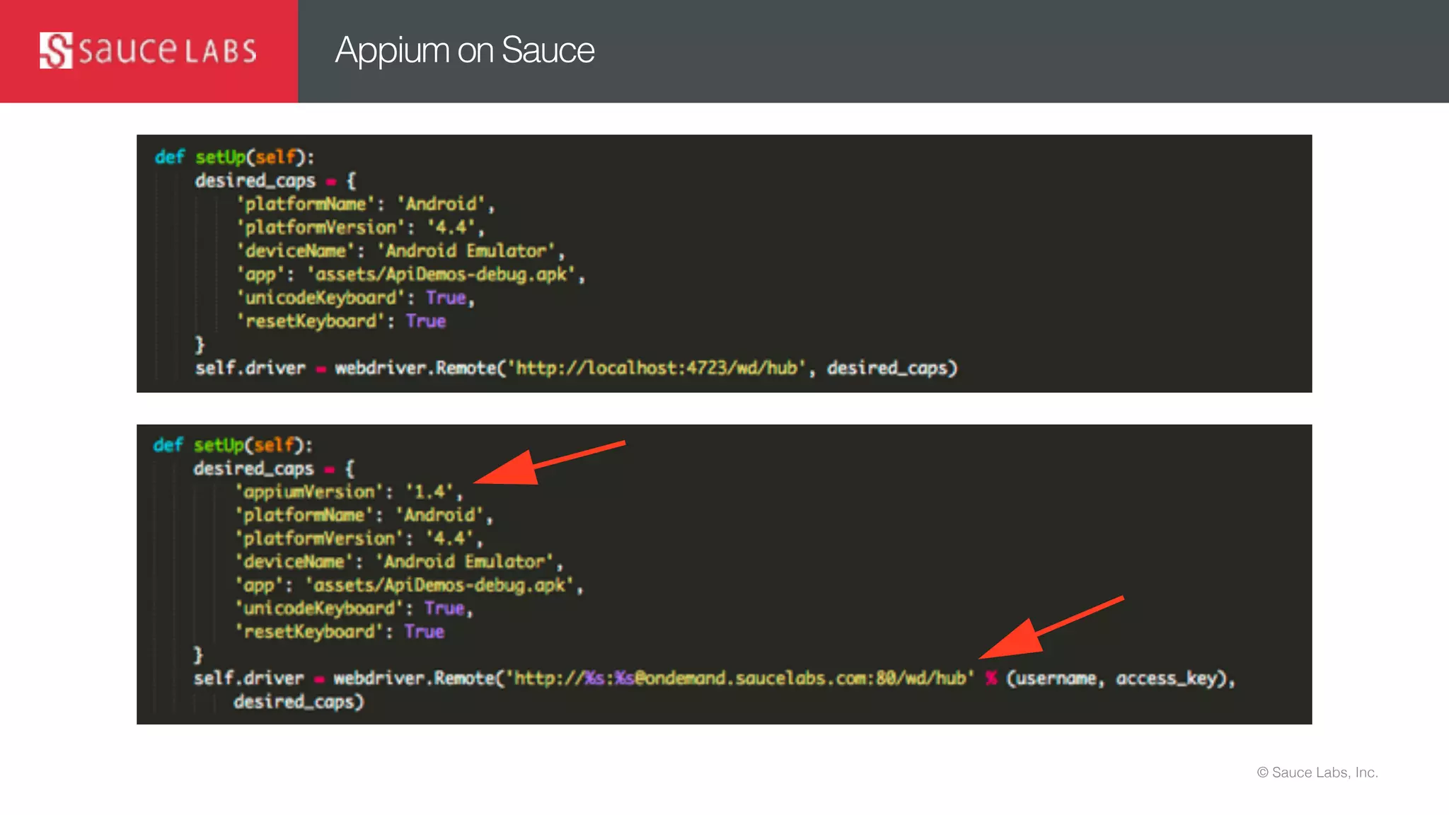 © Sauce Labs, Inc.
Appium on Sauce
 