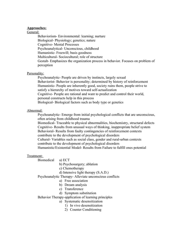 Ap psych exam crib notes