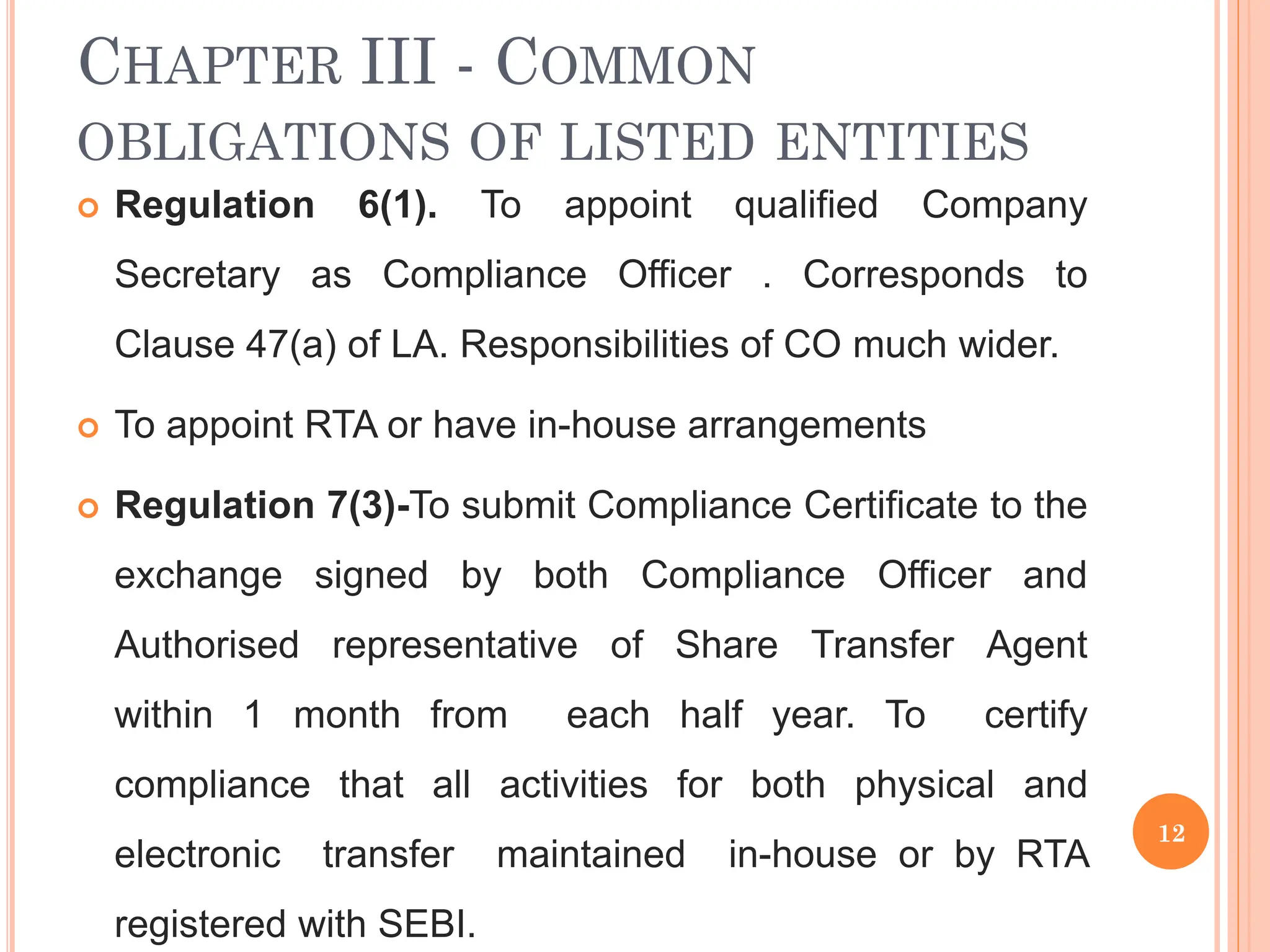 Signeg Rta A_PPT-Compliances under LODR REGULATIONS | PDF