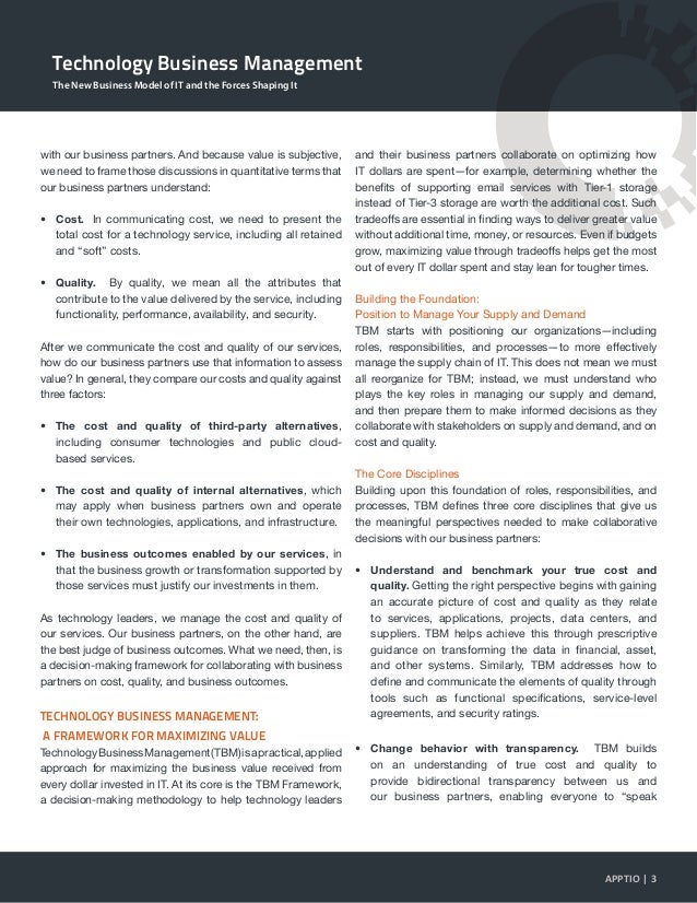 Technology Business Management The New Business Model of IT and the Forces Shaping It