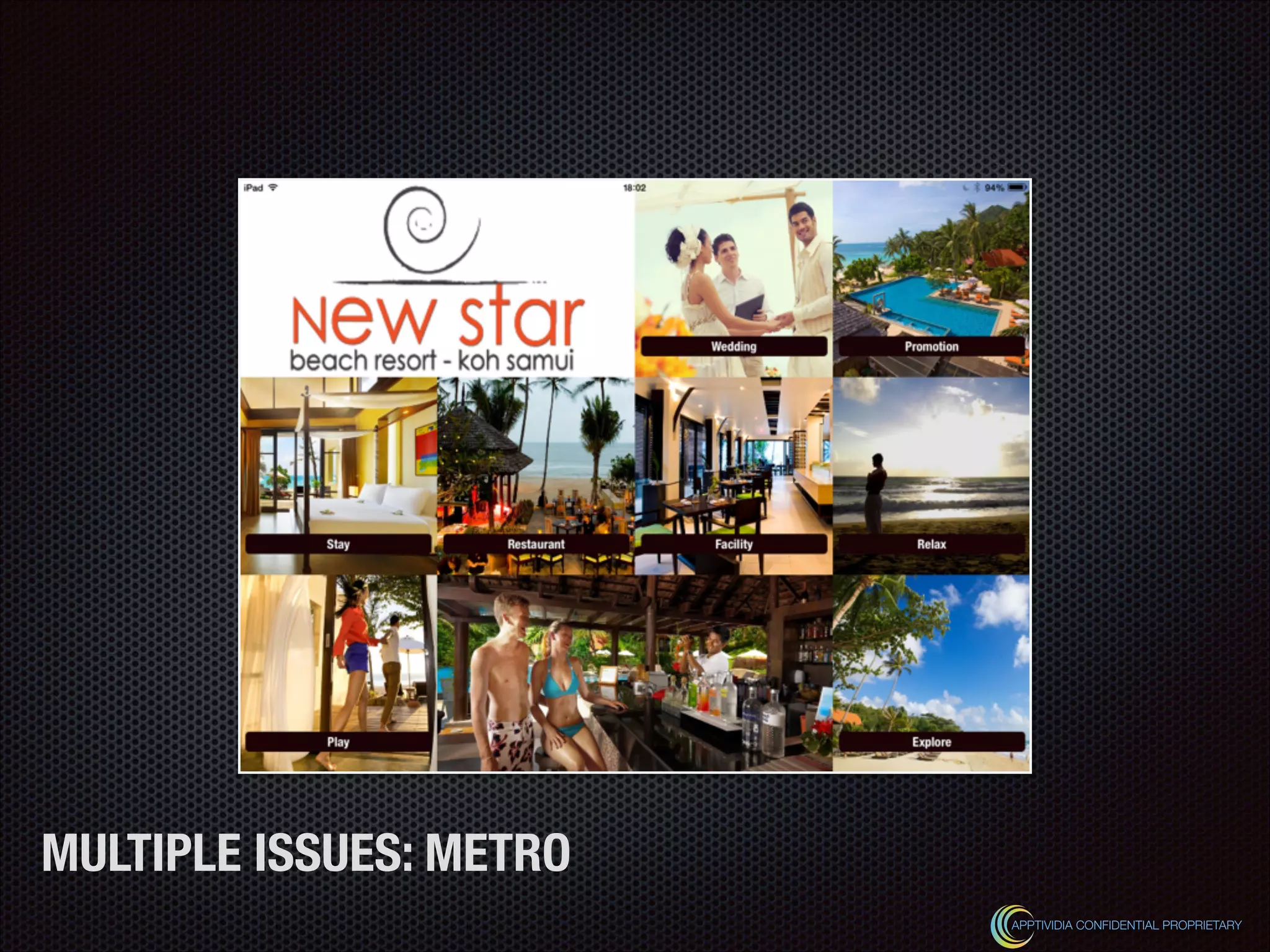 MULTIPLE ISSUES: METRO
APPTIVIDIA CONFIDENTIAL PROPRIETARY
 