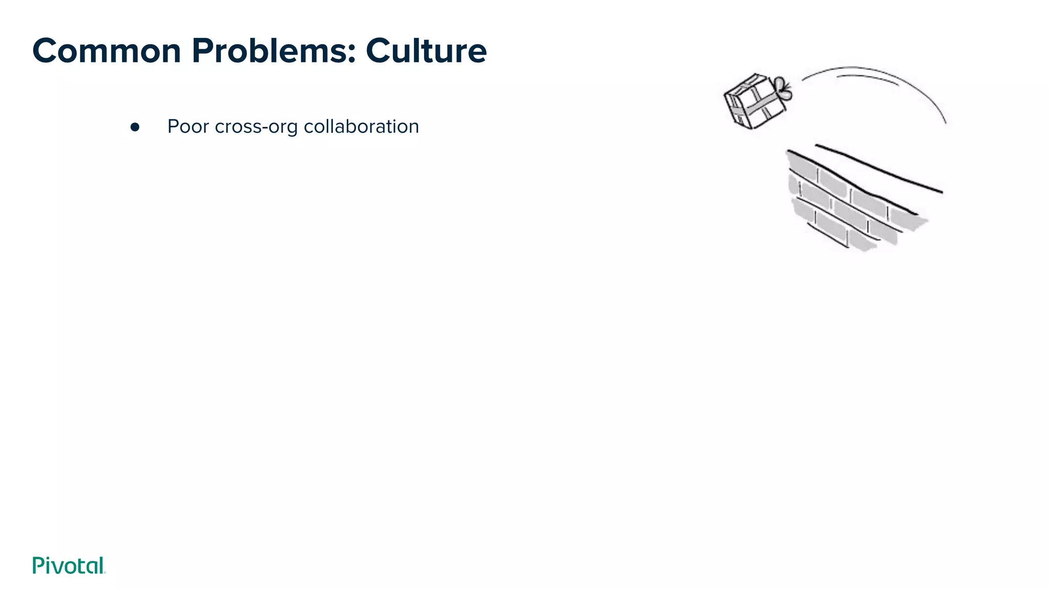 Common Problems: Culture
● Poor cross-org collaboration
 