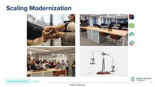 Unless otherwise indicated, these slides are © 2013-2019 Pivotal Software, Inc. and licensed under a Creative Commons Attribution-NonCommercial license: http://creativecommons.org/licenses/by-nc/3.0/ 18
Scaling Modernization
NTAC:3NS-20
 