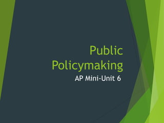 Public
Policymaking
AP Mini-Unit 6
 