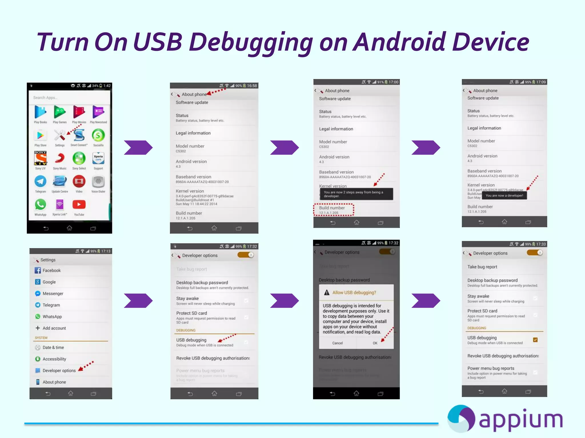 Turn On USB Debugging on Android Device
 