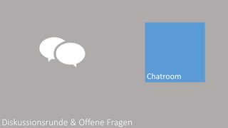 Chatroom
Diskussionsrunde & Offene Fragen
 