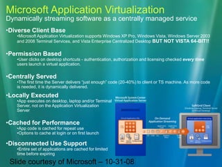 Microsoft Application VirtualizationDynamically streaming software as a centrally managed serviceDiverse Client Base