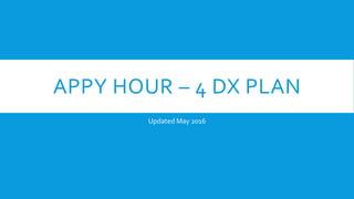 APPY HOUR – 4 DX PLAN
Updated May 2016
 