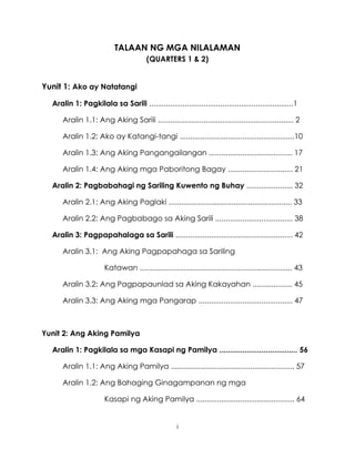 K TO 12 GRADE 1 LEARNING MATERIAL IN ARALING PANLIPUNAN (Q1-Q2)