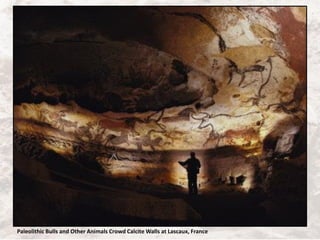 Paleolithic Bulls and Other Animals Crowd Calcite Walls at Lascaux, France
 