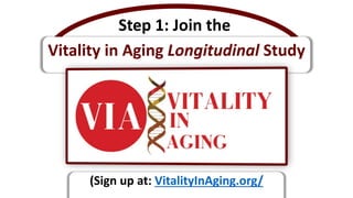 Step 1: Join the
Vitality in Aging Longitudinal Study
(Sign up at: VitalityInAging.org/
 