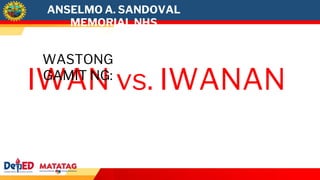 ANSELMO A. SANDOVAL
MEMORIAL NHS
IWAN vs. IWANAN
WASTONG
GAMIT NG:
 