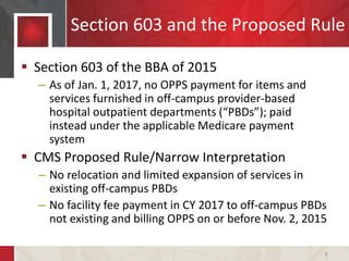 Section 603 Form A Practical Assessment of CMS’s Changes to Provider-Based Reimbursement ...