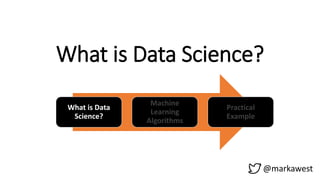What is Data Science?
What is Data
Science?
Machine
Learning
Algorithms
Practical
Example
@markawest
 