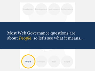 Most Web Governance questions are
about People, so let’s see what it means…
 