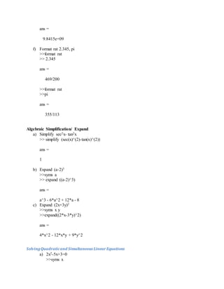 A practical work of matlab | PDF