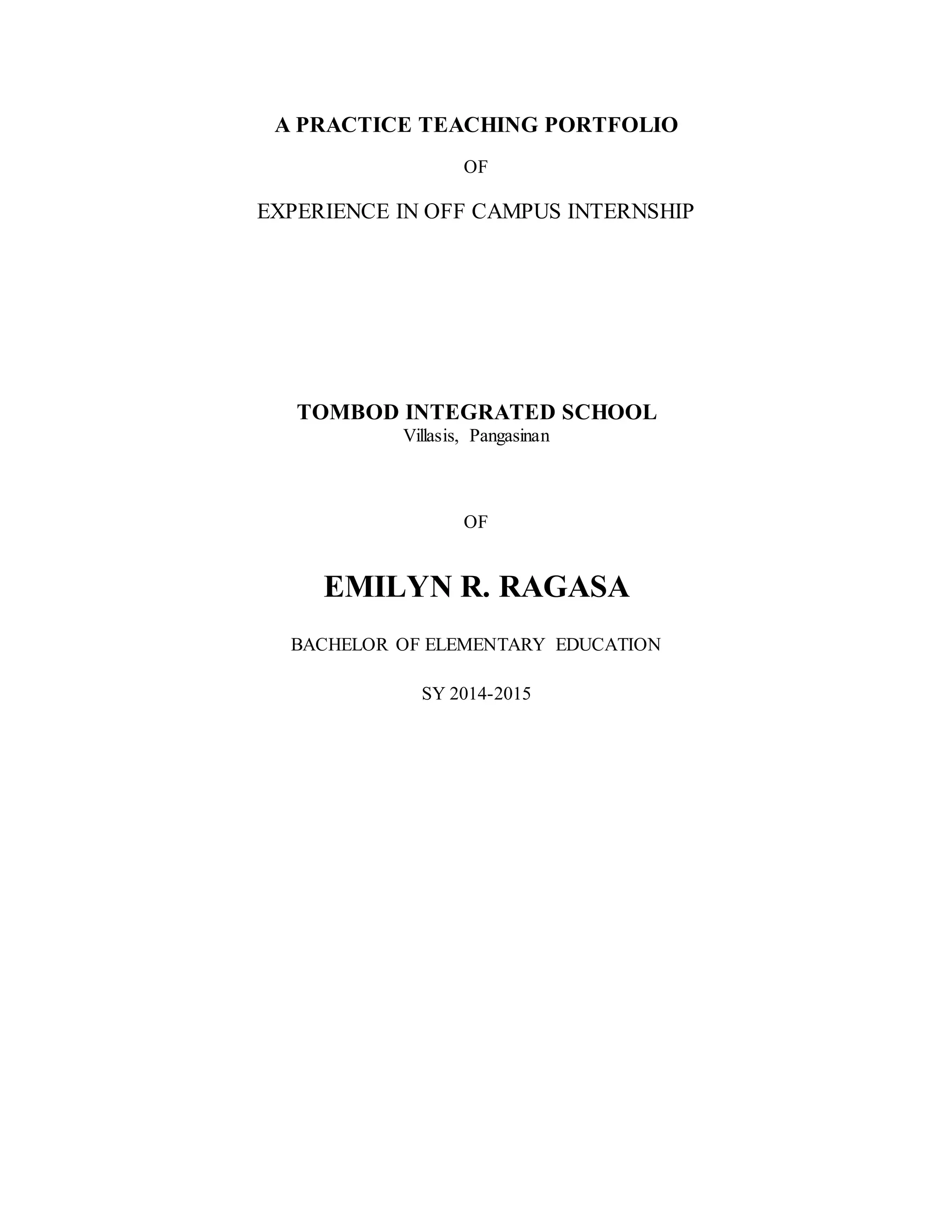 A Practice Teaching Portfolio | DOCX