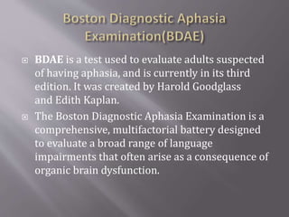 Apraxia, aphasia assessment and their management | PPTX