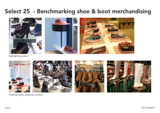 Page 54
Creating height, elevating a product
Highlighting product
Select 25 - Benchmarking shoe & boot merchandising
 