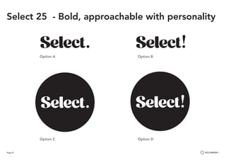 Page 61
Option C
Option A
Option D
Option B
Select 25 - Bold, approachable with personality
 