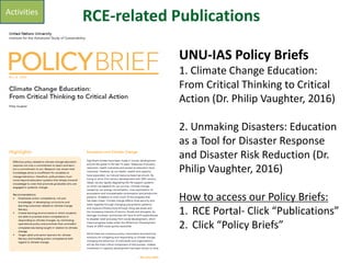Progress of Global RCE Network and Roadmap for the RCE Community (UNU ...