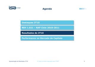 $JHQGD




                    'HVWDTXHV 7

                    5(+  ± 5$3 LFOR 

                    5HVXOWDGRV GR 7

                    3HUIRUPDQFH QR 0HUFDGR GH DSLWDLV




$SUHVHQWDomR GH 5HVXOWDGRV 7   ‹ 7RGRV RV GLUHLWRV UHVHUYDGRV SDUD 7((3   
 