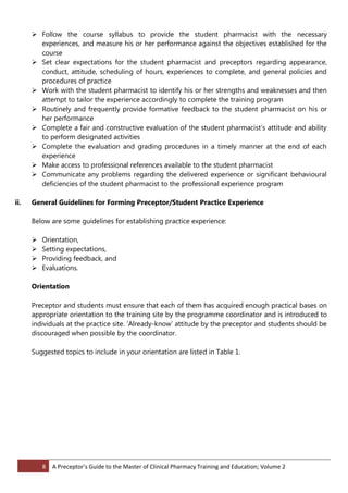 Preceptor Expectation Checklist.pdf A preceptor's manual mc pharm final volume 1 | PDF